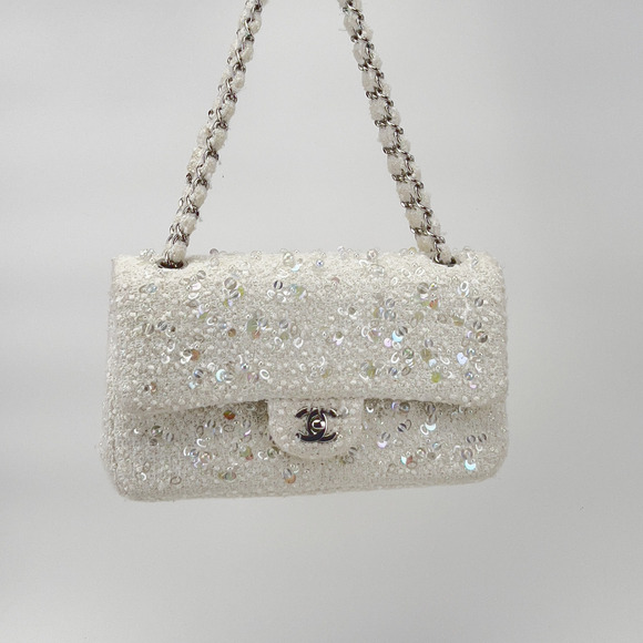 Chanel rain drop white tweed sequin double flap - Picture 12 of 12